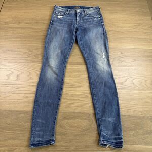 Mother Jeans Women 27 The Looker Graffiti Girl Skinny Blue Denim Cotton